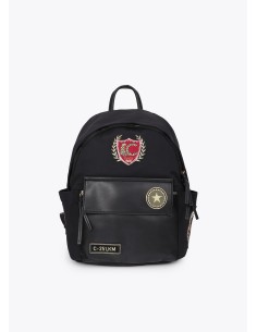 MOCHILA-NYLON-NEGRO-PARCHES-MÚLTIPLES COMPARTIMENTOS-ASA-MANO-LOLA-CASADEMUNT 2