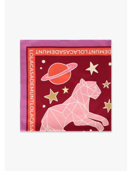 PAÑUELO-CUADRADO-COSMIC-TIGUERS-ROSA-NARANJA-LOLA-CASADEMUNT