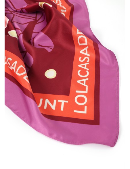 PAÑUELO-CUADRADO-COSMIC-TIGUERS-ROSA-NARANJA-LOLA-CASADEMUNT