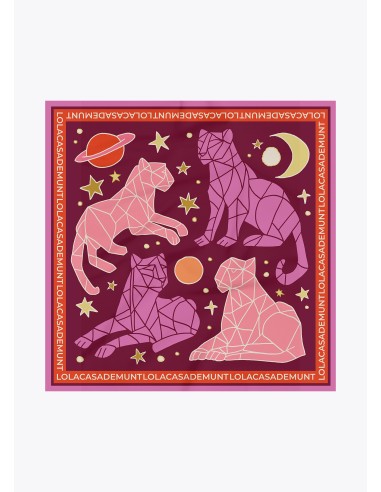 PAÑUELO-CUADRADO-COSMIC-TIGUERS-ROSA-NARANJA-LOLA-CASADEMUNT