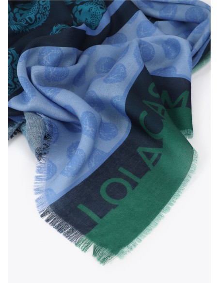 FULAR-MEDALLÓN-TIGRE-AZUL-VERDE-LOLA-CASADEMUNT