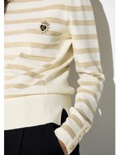 JERSEY-CRUDO-RAYAS-DORADO-LUREX-PIN-FRONTAL-LOLA-CASADEMUNT 2