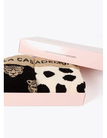 PACK-CALCETINES-ANIMAL-LEOPARDO-VACA-LOLA-CASADEMUNT