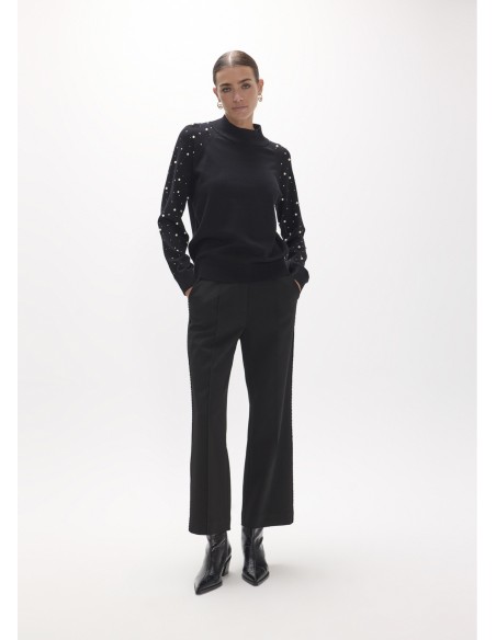 JERSEY-NEGRO-CUELLO-SEMI-CISNE-MANGAS-PERLAS-TACHAS-LOLA-CASADEMUNT