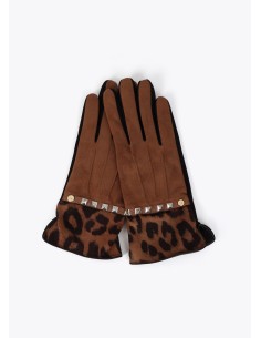 GUANTES.COMBINADOS-MARRÓN-NEGRO-PUÑOS-ANIMAL-PRINT-LOLA-CASADEMUNT 2