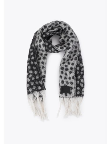 BUFANDA.REVERSIBLE-PRINT-NEGRO-GRIS-CRUDO-FLECOS-LOLA-CASADEMUNT