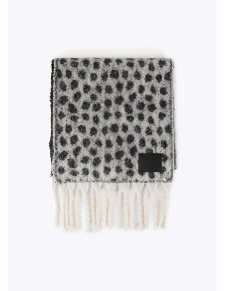 BUFANDA.REVERSIBLE-PRINT-NEGRO-GRIS-CRUDO-FLECOS-LOLA-CASADEMUNT