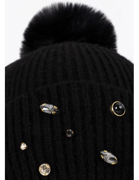GORRO-PUNTO-PERLAS-CRISTALES-POMPÓN-LOLA-CASADEMUNT
