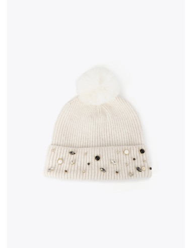 GORRO-PUNTO-PERLAS-CRISTALES-POMPÓN-LOLA-CASADEMUNT