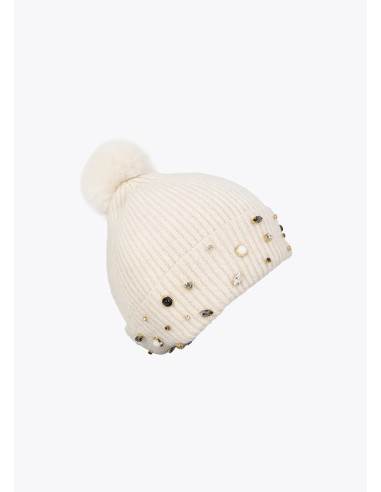 GORRO-PUNTO-PERLAS-CRISTALES-POMPÓN-LOLA-CASADEMUNT