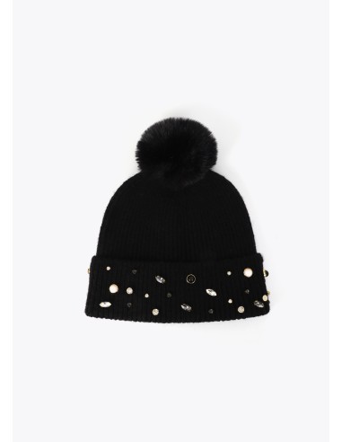 GORRO-PUNTO-PERLAS-CRISTALES-POMPÓN-LOLA-CASADEMUNT