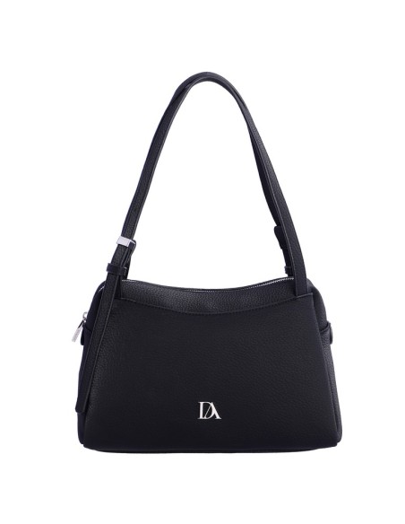 BOLSO-PIEL-SINTÉTICA-NEGRO-DOS-ASAS-HOMBRO-CIERRE-CRENALLERA-LANTANA-DON ALGODÓN