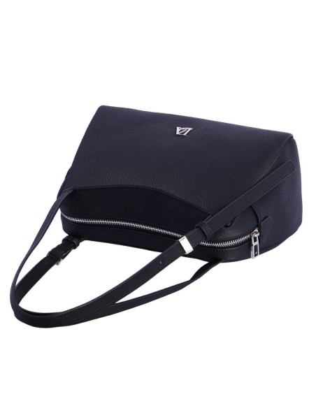 BOLSO-PIEL-SINTÉTICA-NEGRO-DOS-ASAS-HOMBRO-CIERRE-CRENALLERA-LANTANA-DON ALGODÓN