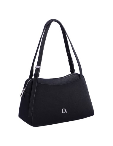 BOLSO-PIEL-SINTÉTICA-NEGRO-DOS-ASAS-HOMBRO-CIERRE-CRENALLERA-LANTANA-DON ALGODÓN