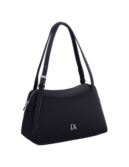 BOLSO-PIEL-SINTÉTICA-NEGRO-DOS-ASAS-HOMBRO-CIERRE-CRENALLERA-LANTANA-DON ALGODÓN