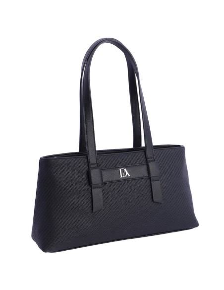 BOLSO-NEGRO-BAGUETTE-TRENZADO-COMPARTIMENTO-TRASERO-NERINE-DON-ALGODÓN