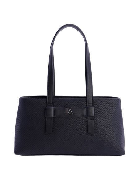 BOLSO-NEGRO-BAGUETTE-TRENZADO-COMPARTIMENTO-TRASERO-NERINE-DON-ALGODÓN