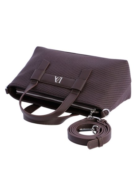 BOLSO-MANO-MARRÓN-COMPARTIMENTO-TRASERO-ASA-BANDOLERA-REGULABLE-ESTRAÍBLE-PETUNIA-DON-ALGODÓN
