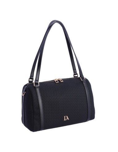 SHOPPER-NEGRO-TRENZADO-ASAS-HOMBRO-ASA-BANDOLERA-COMPARTIMENTO-TRASERO-RIO-DON-ALGODÓN