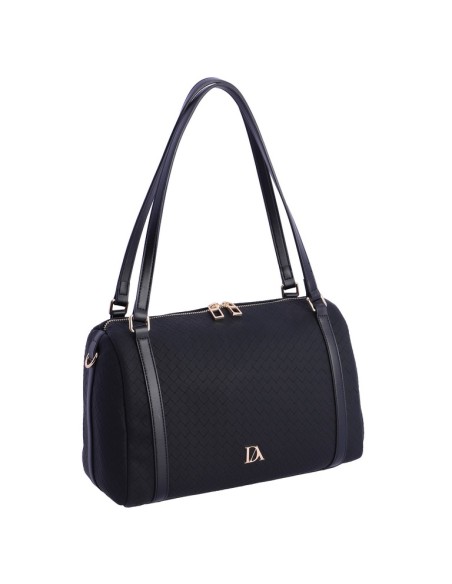 SHOPPER-NEGRO-TRENZADO-ASAS-HOMBRO-ASA-BANDOLERA-COMPARTIMENTO-TRASERO-RIO-DON-ALGODÓN
