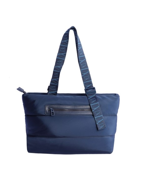 BOLSO-TOTE-ACOLCHADO-AZULÓN-ASAS-HOMBRO-LOGOTIPADAS-COMPARTIMENTO-TRASERO-KLAY-DON-ALGODÓN