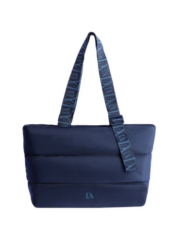 BOLSO-TOTE-ACOLCHADO-AZULÓN-ASAS-HOMBRO-LOGOTIPADAS-COMPARTIMENTO-TRASERO-KLAY-DON-ALGODÓN