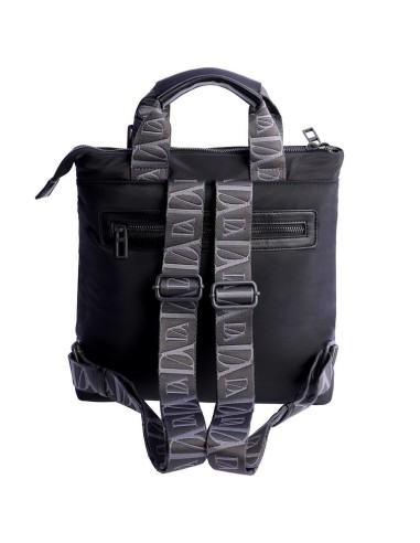 MOCHILA-ACOLCHADA-NYLON-NEGRO-ASAS-MANO-ASAS-REGULABLES-CIERRE-CREMALLERA-COMPARTIMENTO-TRASERO-GABY-DON-ALGODÓN