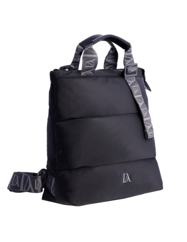 MOCHILA-ACOLCHADA-NYLON-NEGRO-ASAS-MANO-ASAS-REGULABLES-CIERRE-CREMALLERA-COMPARTIMENTO-TRASERO-GABY-DON-ALGODÓN
