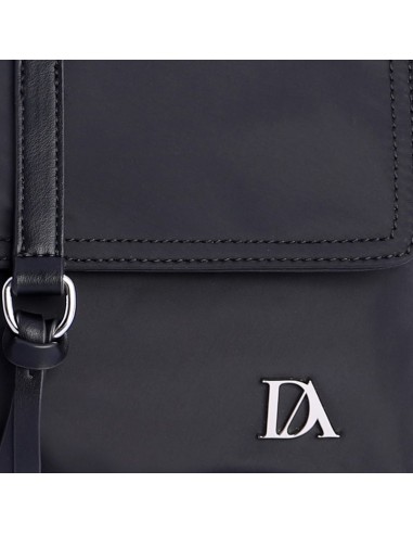 BOLSO-BANDOLERA-NEGRA-NYLON-CIERRE-CREMALLERA-SOLAPA-COMPARTIMENTOS-LATERALES-TRASERO-DON-ALGODÓN