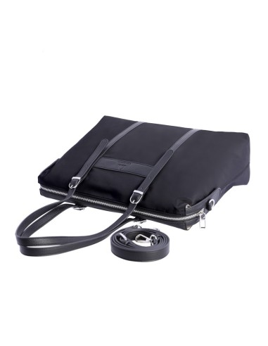 BOLSO-SHOPPER-NYLON-NEGRO-DOS-ASAS-HOMBRO-ASA-BANDOLERA-COMPARTIMENTO-TRASERO-CALA-DON-ALGODÓN