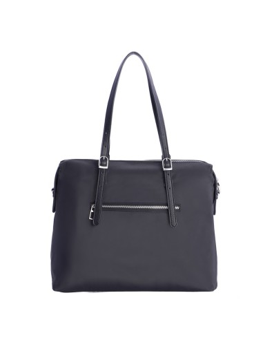 BOLSO-SHOPPER-NYLON-NEGRO-DOS-ASAS-HOMBRO-ASA-BANDOLERA-COMPARTIMENTO-TRASERO-CALA-DON-ALGODÓN