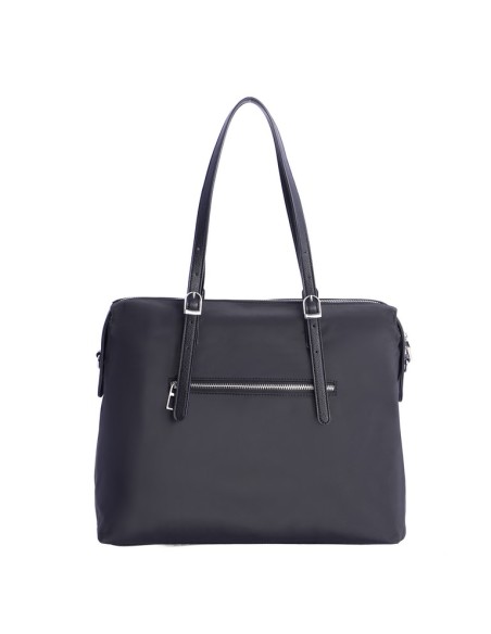 BOLSO-SHOPPER-NYLON-NEGRO-DOS-ASAS-HOMBRO-ASA-BANDOLERA-COMPARTIMENTO-TRASERO-CALA-DON-ALGODÓN