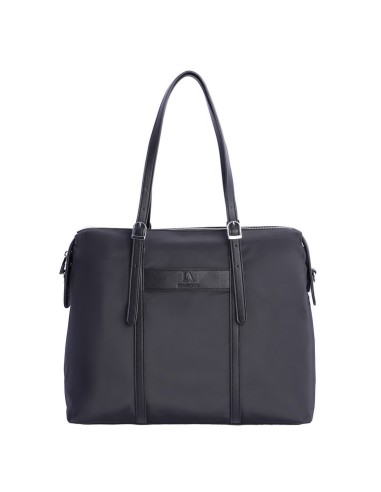 BOLSO-SHOPPER-NYLON-NEGRO-DOS-ASAS-HOMBRO-ASA-BANDOLERA-COMPARTIMENTO-TRASERO-CALA-DON-ALGODÓN