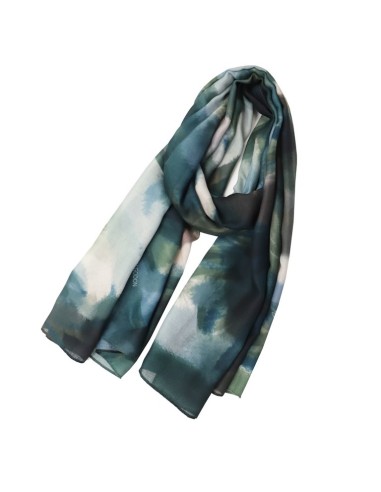 PAÑUELO-RECTANGULAR-ESTAMPADO-VERDE-AZUL-CRUDO-ALMA-DON ALGODÓN