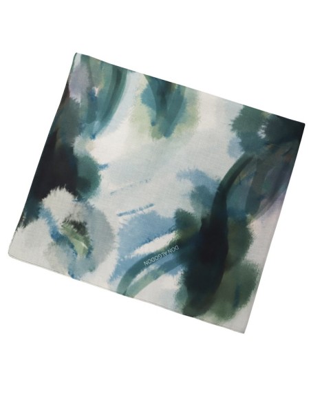 PAÑUELO-RECTANGULAR-ESTAMPADO-VERDE-AZUL-CRUDO-ALMA-DON ALGODÓN