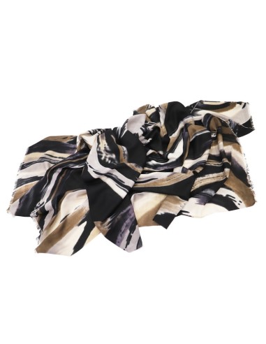 BUFANDA-ESTAMPADO-OTOÑAL.MARRÓN-NEGRO-CRUDO-ALBA-DON-ALGODÓN