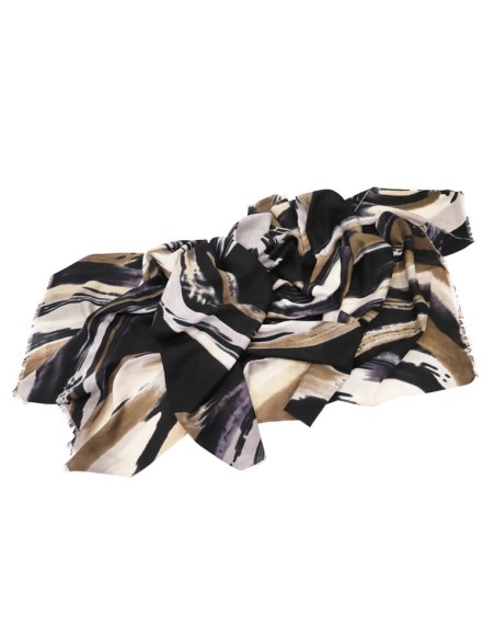 BUFANDA-ESTAMPADO-OTOÑAL.MARRÓN-NEGRO-CRUDO-ALBA-DON-ALGODÓN