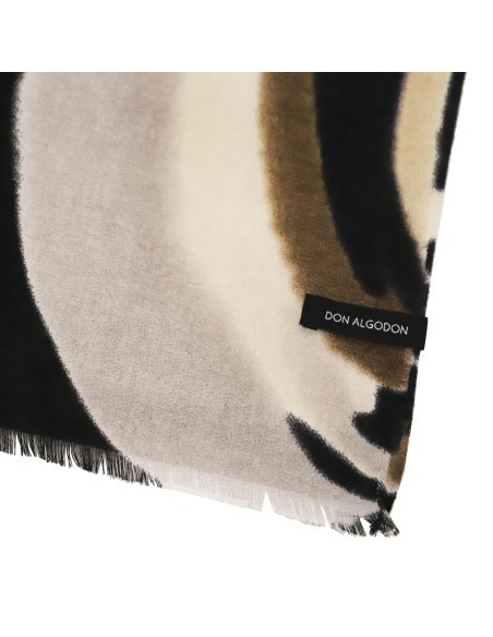 BUFANDA-ESTAMPADO-OTOÑAL.MARRÓN-NEGRO-CRUDO-ALBA-DON-ALGODÓN