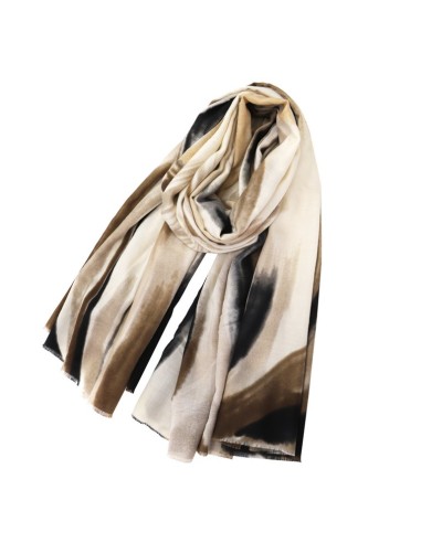 BUFANDA ESTAMPADO BEIGE NEGRO ALBA DON ALGODÓN