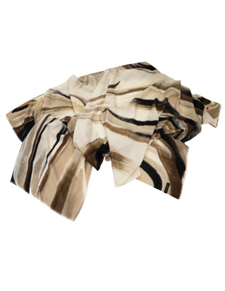 BUFANDA ESTAMPADO BEIGE NEGRO ALBA DON ALGODÓN