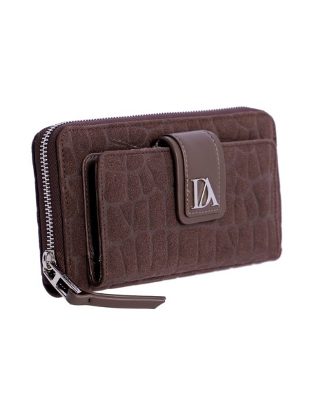 CARTERA-MARRÓN-DOS-COMPARTIMENTOS-CREMALLERA-FRONTAL-ALTEA-DON-ALGODÓN