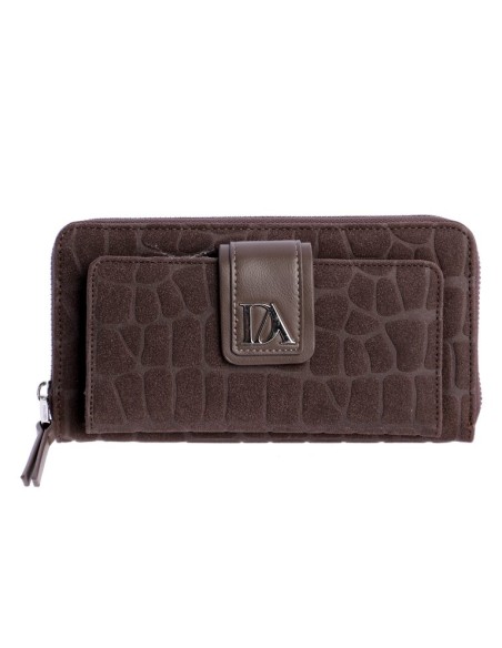 CARTERA-MARRÓN-DOS-COMPARTIMENTOS-CREMALLERA-FRONTAL-ALTEA-DON-ALGODÓN