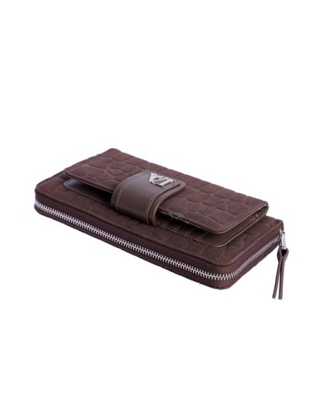 CARTERA-MARRÓN-DOS-COMPARTIMENTOS-CREMALLERA-FRONTAL-ALTEA-DON-ALGODÓN