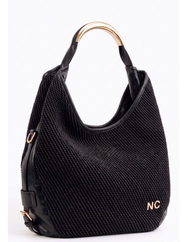 BOLSO-HOBO-TEXTURIZADO-ASA-METÁLICA-DORADA-COMPARTIMENTO-TRASERO-NOCO-COMPLEMENTOS