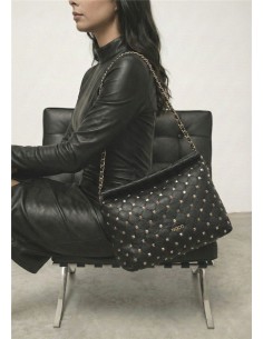BOLSO-SACO-PESPUNTES-ROMBOS-TACHUELAS-CUADRADAS-DORADOS-ASAS-COMBINADAS-NOCO-COMPLEMENTOS 2