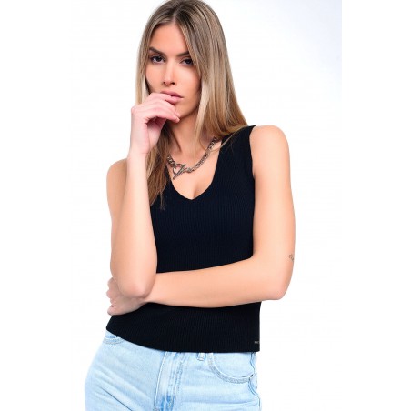 top-corto-negro-de-canale-sin-mangas