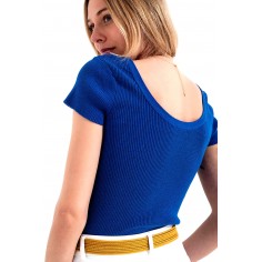 sueter-ajustada-de-punto-de-canale-con-cuello-redondo-en-azul 2