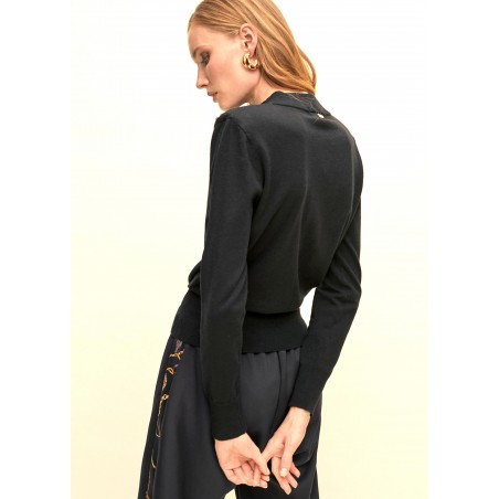 JERSEY-HOMBRERAS-CUELLO -CAJA-PIEZAS-LOGOTIPADAS-NEGRO-LOLA-CASADEMUNT